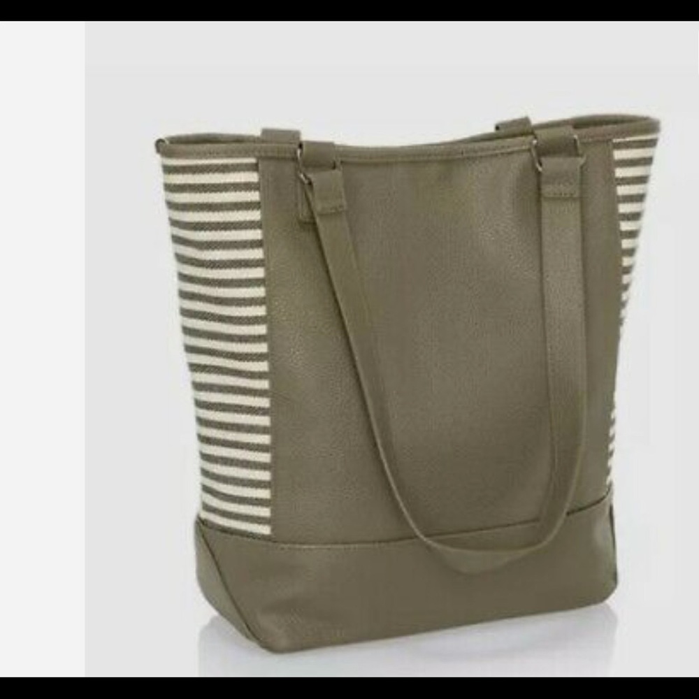 THIRTY ONE OOH-LA-LA OLIVE PEBBLE COLORBLOCK TOTE
